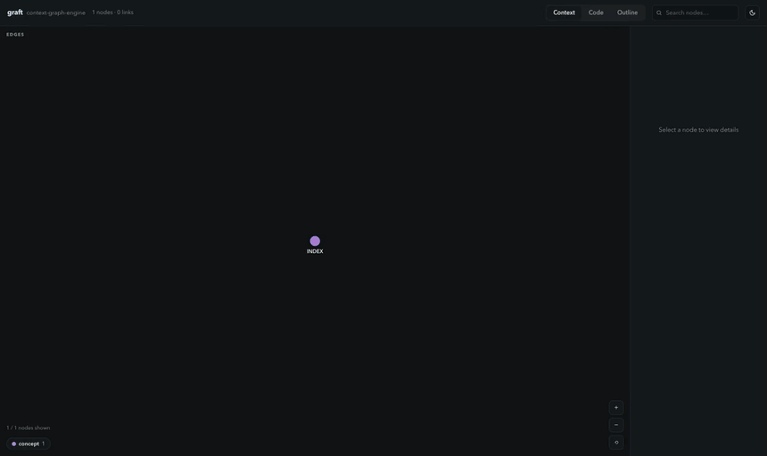 graft viz — searching a symbol and jumping to it lights up its dependency graph